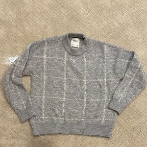 Abercrombie & Fitch Gray Plaid Crewneck Sweater XS